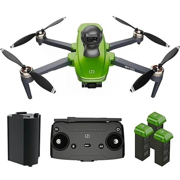IZI Sky Pro 4K Drone with camera, 540° OA, 20MP, 5KM Live Video, 96 Mins Flight, 3-Axis Gimbal, 10+ Flying Modes, RTH, GPS, 3 x Smart Batteries, Fast Tri-Charger - MINI, Fern Green, IZI SKY PRO