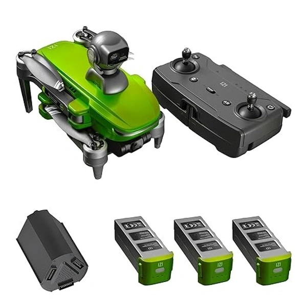 IZI Sky Pro 4K Drone with camera, 540° OA, 20MP, 5KM Live Video, 96 Mins Flight, 3-Axis Gimbal, 10+ Flying Modes, RTH, GPS, 3 x Smart Batteries, Fast Tri-Charger - MINI, Fern Green, IZI SKY PRO FLY MORE COMBO
