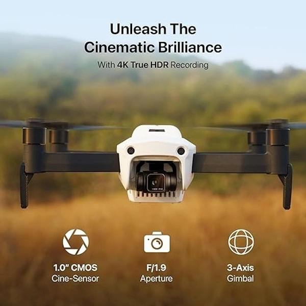 IZI Spectra Remote controlled Drone with Camera 4K HDR Cinematic, 1" CMOS sensor,102 Min Flight, 22KMs Video transmission, 3-Axis Gimbal, GPS drone, Omni obstacle sensor,1 key RTH, 2 Batteries - MINI, White, IZI SPECTRA