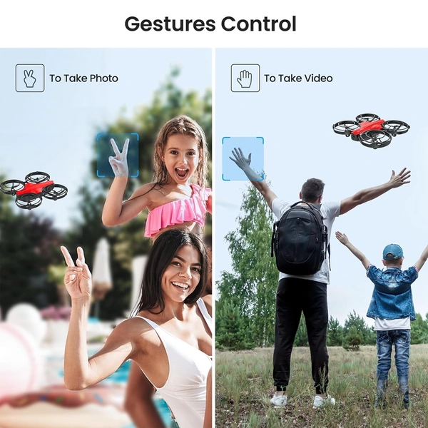 IZI PRO Nano Drone 720P HD Camera 2 Batteries with Battle Mode, One-Key Start, Altitude Hold | 360° Flip, Gesture Control, 20 Minutes Fly Time, Portable Mini RC Drone for Beginners (Red) - NANO, Red, ‎IZI PRO NANO