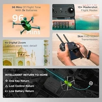 IZI Sky Pro 4K Drone with camera, 540° OA, 20MP, 5KM Live Video, 96 Mins Flight, 3-Axis Gimbal, 10+ Flying Modes, RTH, GPS, 3 x Smart Batteries, Fast Tri-Charger - MINI, Fern Green, IZI SKY PRO FLY MORE COMBO