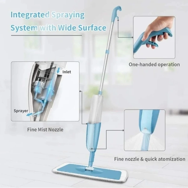 Microfiber Floor Cleaning Spray Mop with Removable Washable Cleaning Pad and Integrated Water Spray Mechanism, 360 Degree Floor Cleaning Mop