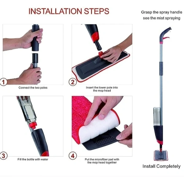 Microfiber Floor Cleaning Spray Mop with Removable Washable Cleaning Pad and Integrated Water Spray Mechanism, 360 Degree Floor Cleaning Mop
