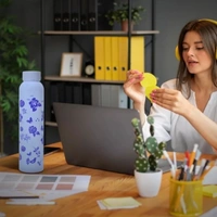 Flower Printed Water Bottle 