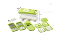 Tonic 14 in 1 Multipurpose Chopper, Fruits & Vegetable Cutters, Grater Peeler Chipser, Unbreakable Food Grade Body, Easy Push to Clean Button Slicer Dicer, Chopper for Kitchen (Green, Plastic)