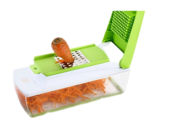 Tonic 14 in 1 Multipurpose Chopper, Fruits & Vegetable Cutters, Grater Peeler Chipser, Unbreakable Food Grade Body, Easy Push to Clean Button Slicer Dicer, Chopper for Kitchen (Green, Plastic)
