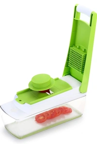 Tonic 14 in 1 Multipurpose Chopper, Fruits & Vegetable Cutters, Grater Peeler Chipser, Unbreakable Food Grade Body, Easy Push to Clean Button Slicer Dicer, Chopper for Kitchen (Green, Plastic)