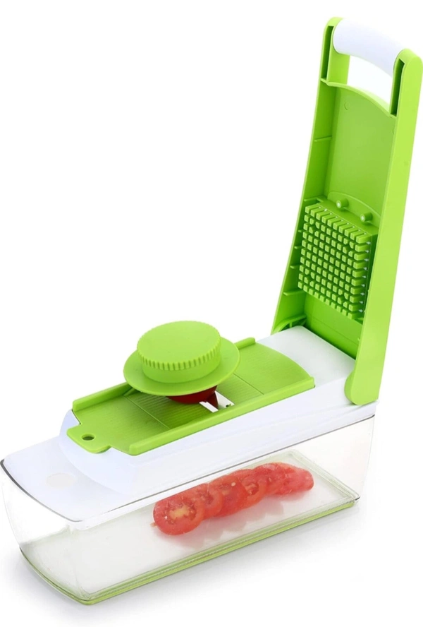 Tonic 14 in 1 Multipurpose Chopper, Fruits & Vegetable Cutters, Grater Peeler Chipser, Unbreakable Food Grade Body, Easy Push to Clean Button Slicer Dicer, Chopper for Kitchen (Green, Plastic)