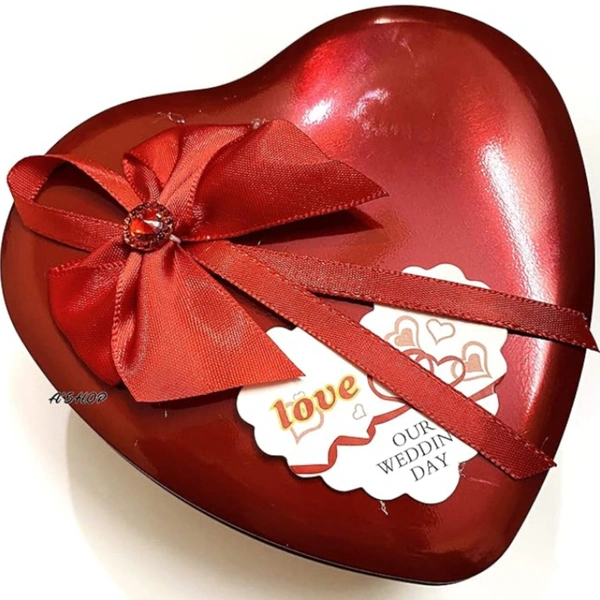 Heart Shaped Tin Box with Teddy Bear and FabricRoses