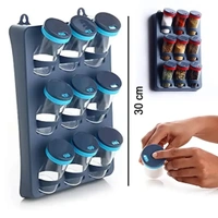 Kitchen Storage Plastic Hanging 9 pieces Jars, Spice Rack Masala Organizer with 3 Tier Container