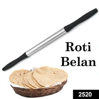 Non Stick, Lightweight Stainless Steel Smooth Rolling Pin/Belan with Better Plastic Grip for Baking, Doughs, Breads, Chapati