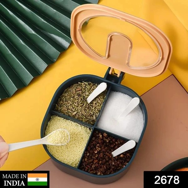  4 Section Fancy Masala Box and fancy masala container used for storing various types of masalas including in kitchen purposes, masala dani