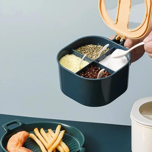  4 Section Fancy Masala Box and fancy masala container used for storing various types of masalas including in kitchen purposes, masala dani