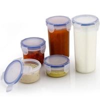 5830 Plastic Liquid Round Airtight Food Storage Container with Leak Proof Locking Lid BPA Free Container for Kitchen, 5 Pcs Set (Transparent,  ( Approx Capacity 110 ml,160 ml,210 ml,400 ml,500 ml) 