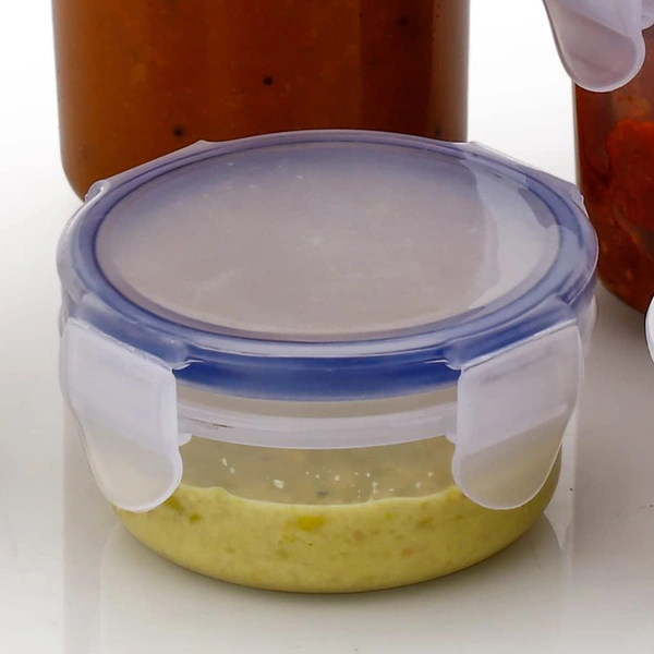 5830 Plastic Liquid Round Airtight Food Storage Container with Leak Proof Locking Lid BPA Free Container for Kitchen, 5 Pcs Set (Transparent,  ( Approx Capacity 110 ml,160 ml,210 ml,400 ml,500 ml) 