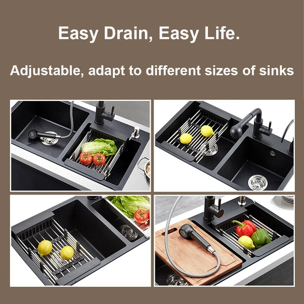 Adjustable Stainless Steel Kitchen Over Sink Racks Drain Dish Drying Rack