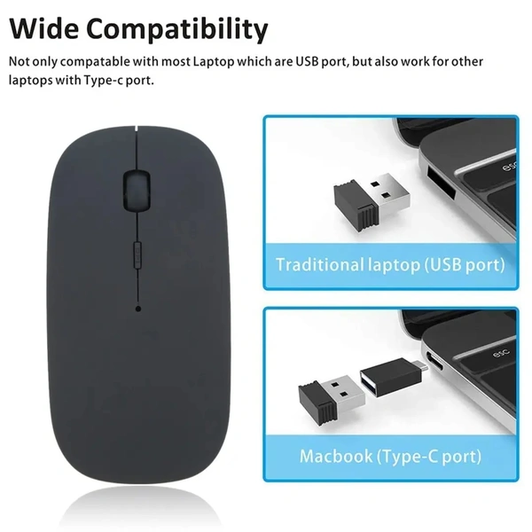 Slim Cordless Computer Mouse with Nano USB Receiver, 3 Adjustable DPI Portable Optical Wireless Computer Mice