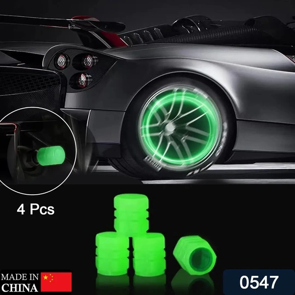 Tyre Valve Caps Luminous Glow Car Tire Air Stem Valve Cap Covers ( 4 Pcs ) 