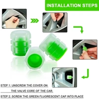 Tyre Valve Caps Luminous Glow Car Tire Air Stem Valve Cap Covers ( 4 Pcs ) 