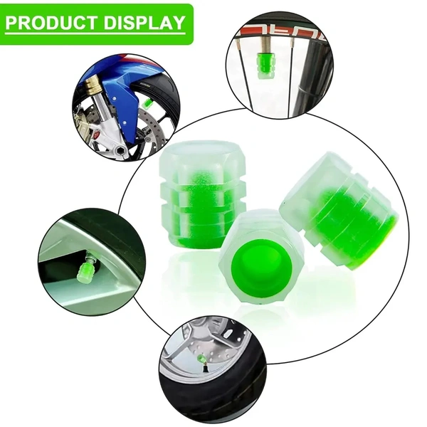 Tyre Valve Caps Luminous Glow Car Tire Air Stem Valve Cap Covers ( 4 Pcs ) 