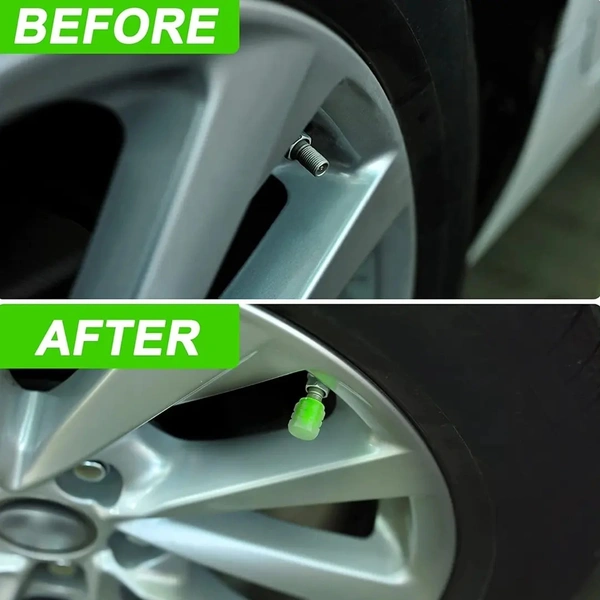 Tyre Valve Caps Luminous Glow Car Tire Air Stem Valve Cap Covers ( 4 Pcs ) 