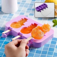 5949 Silicone Popsicle Molds Ice Cream Pop Molds 4 Cavities with Lids 50 Pack Sticks for Kids Ice cube Maker Easy Release