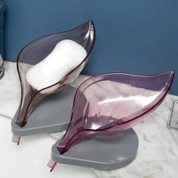 1081 Soap Tray self draining Leaf soap Box Storage soap Box Rack Leaf Laundry soap Box with Suction Cup, Suitable for Bathroom and Kitchen Plastic Tray Rack (1 Pc) 