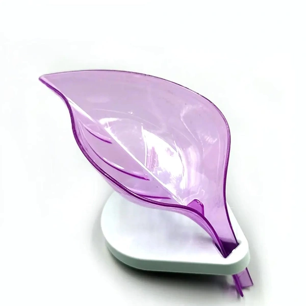 1081 Soap Tray self draining Leaf soap Box Storage soap Box Rack Leaf Laundry soap Box with Suction Cup, Suitable for Bathroom and Kitchen Plastic Tray Rack (1 Pc) 