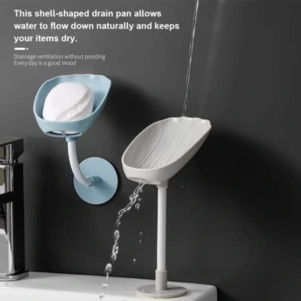 4006 Soap Dish Wall Mounted Soap Dish No-Drilling Soap Holder Self Draining Waterfall Soap Tray Bar Soap Holder for Shower/Bathroom Soap Holder for Shower Adjustable Removable Soap Holder