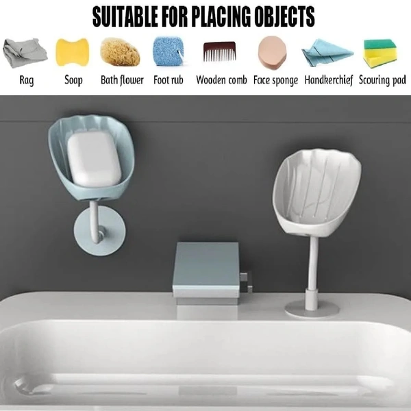 4006 Soap Dish Wall Mounted Soap Dish No-Drilling Soap Holder Self Draining Waterfall Soap Tray Bar Soap Holder for Shower/Bathroom Soap Holder for Shower Adjustable Removable Soap Holder