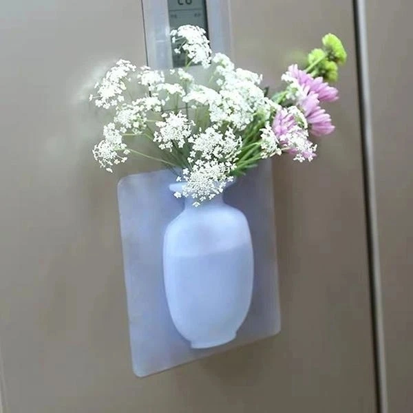Decorative - Wall Hanging Silicone Flower Pot Sticker Plant Rack (Random Color)