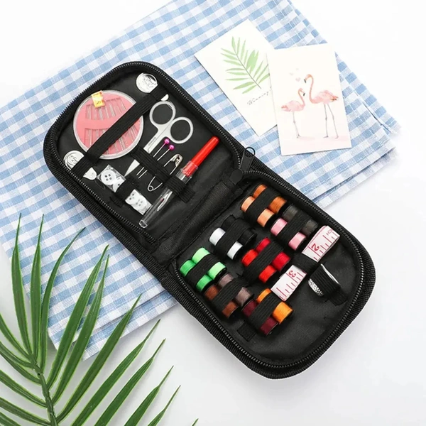 Multipurpose Portable Small Travel Sewing kit Box with All Accessories for Beginners Girls, Travelling Mini Sewing Supplies kit with Mending and Sewing Needles, Scissors, Thimble, Thread, Tape Pouch for Sewing Machine Kit Accessories Sewing Kit