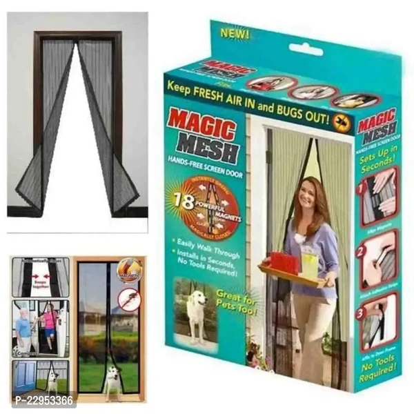 Mosquito Screen Door Net Curtain with Magnets | Magic Mesh Magnetic Screen Door net for Main Doors,