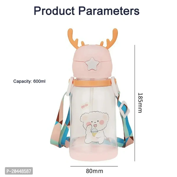 x pulse Deer horns for kids Drinking Water Bottles / Character Motifs / Cute Characters 600 ml Water Bottle (Set of 1, Multicolor)