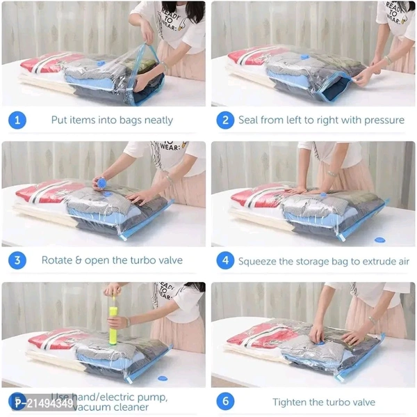 Vacuum Storage Bag, Travel Space Saver Bag, Clothing Storage Bags, Compression Sealer Bags with Ziplock and Hand Pump (50 x 60, 60 x 80, 70 x 100, 80 x 120 cm) - Xl