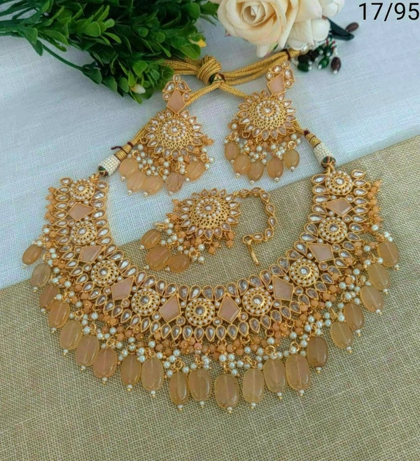 Necklace - green , grey, white, pink , olive