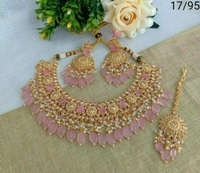 Necklace - green , grey, white, pink , olive