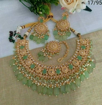 Necklace - green , grey, white, pink , olive