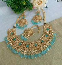 Necklace - green , grey, white, pink , olive