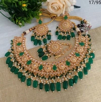 Necklace - green , grey, white, pink , olive