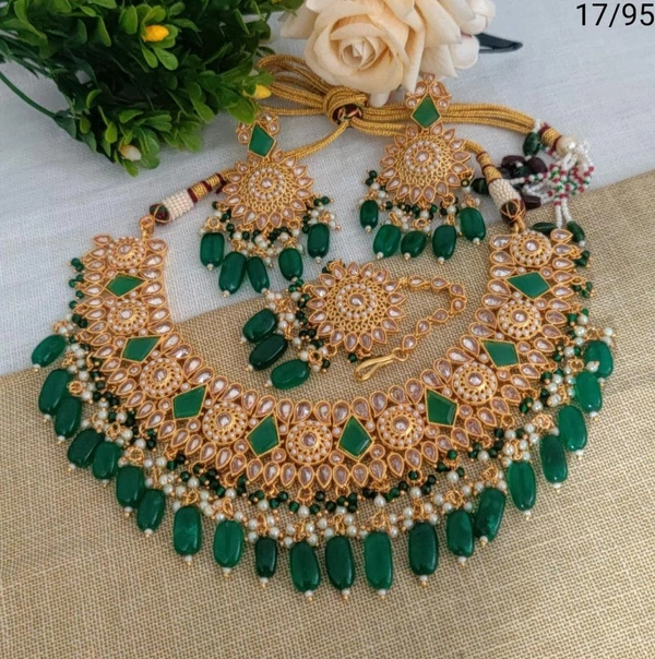 Necklace - green , grey, white, pink , olive