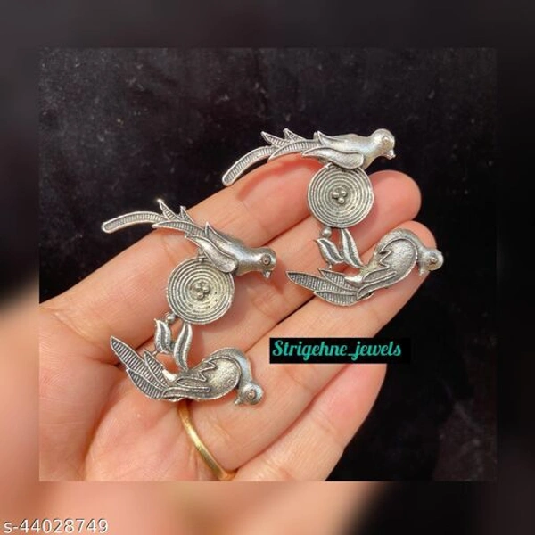 Bird Statement Earrings  - oxidised, medium