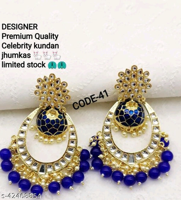 Celebrity Kundan Earrings - blue, free