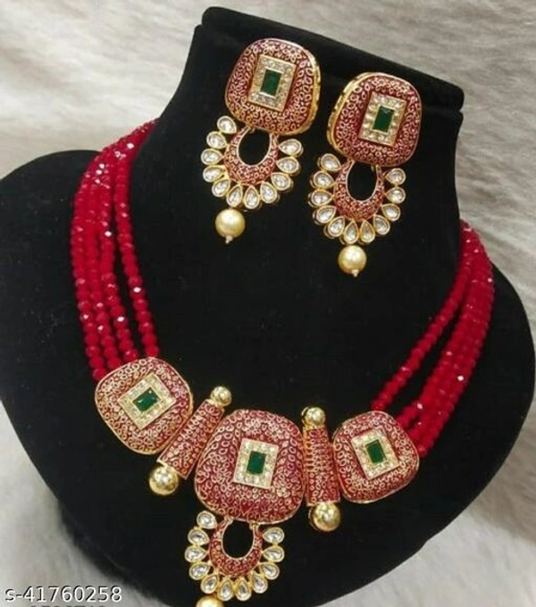 Meena Kari Beaded Necklace - orange, free