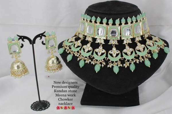 Kundan Polki Set - pink and green , free