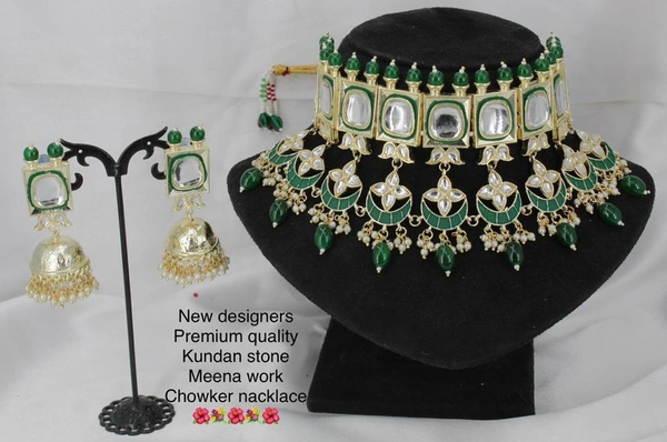 Kundan Polki Set - free, pastel green