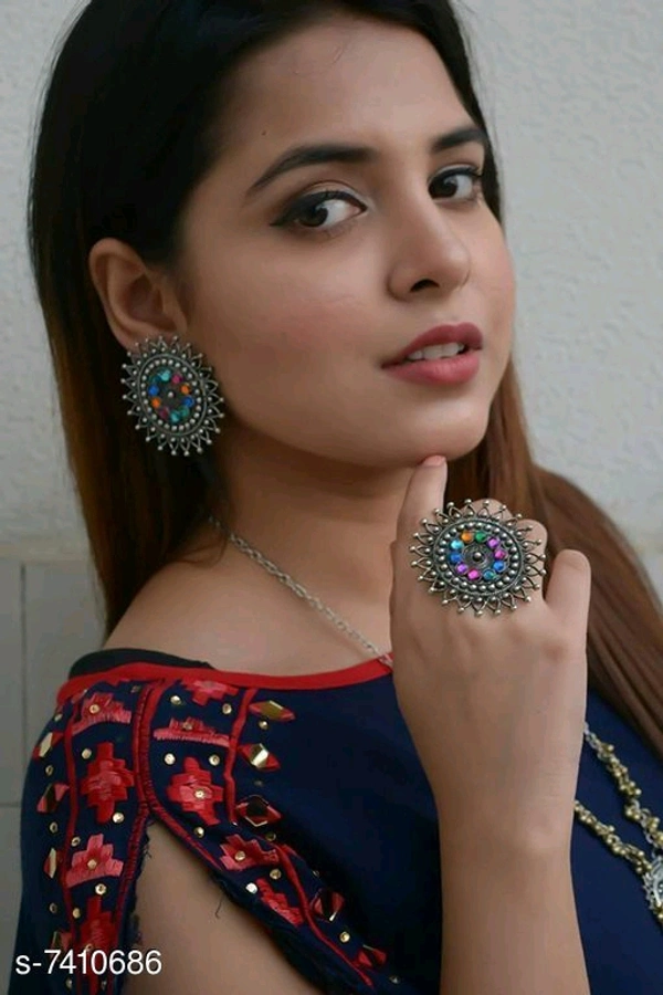 Earrings With Ring - red orange, free