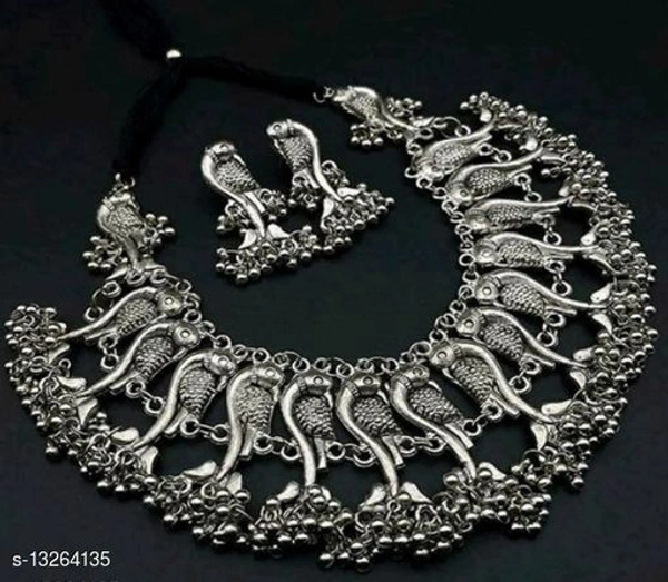 Ghunroo Oxidised Set  - silver, free