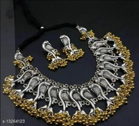 Ghunroo Oxidised Set  - silver, free