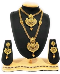 Gold Plated Anti Tarnish Jewellery Traditional Gold Plated Pearl Choker Necklace Set for Women | Bridal Jewelry Set with Earrings for Wedding & Festive Wear
 - Gold, Free Size ( Gold Plated )